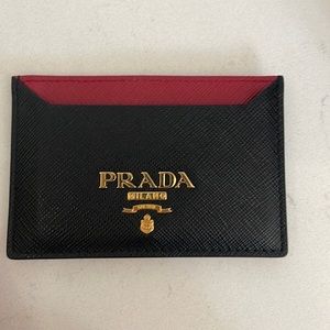NEW Prada Cardholder black with red interior